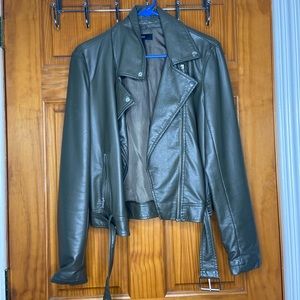 Forever 21 faux leather army green jacket